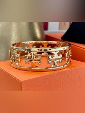 Tory Burch Gold-Tone Logo Cutout Bangle